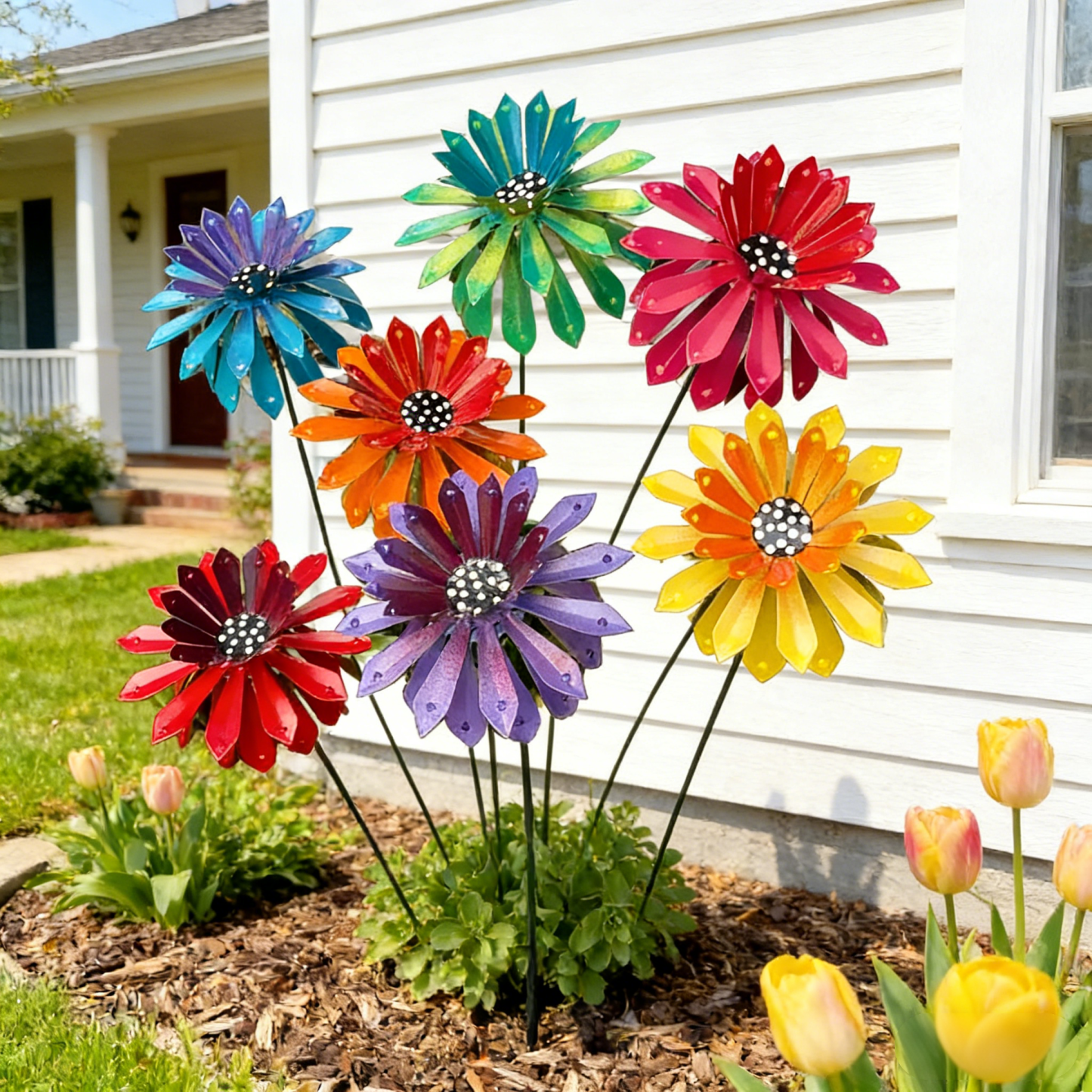 🌺Mother's Day 50% OFF💕✨ Handcrafted Metal Zinnia Flower Garden Stake
