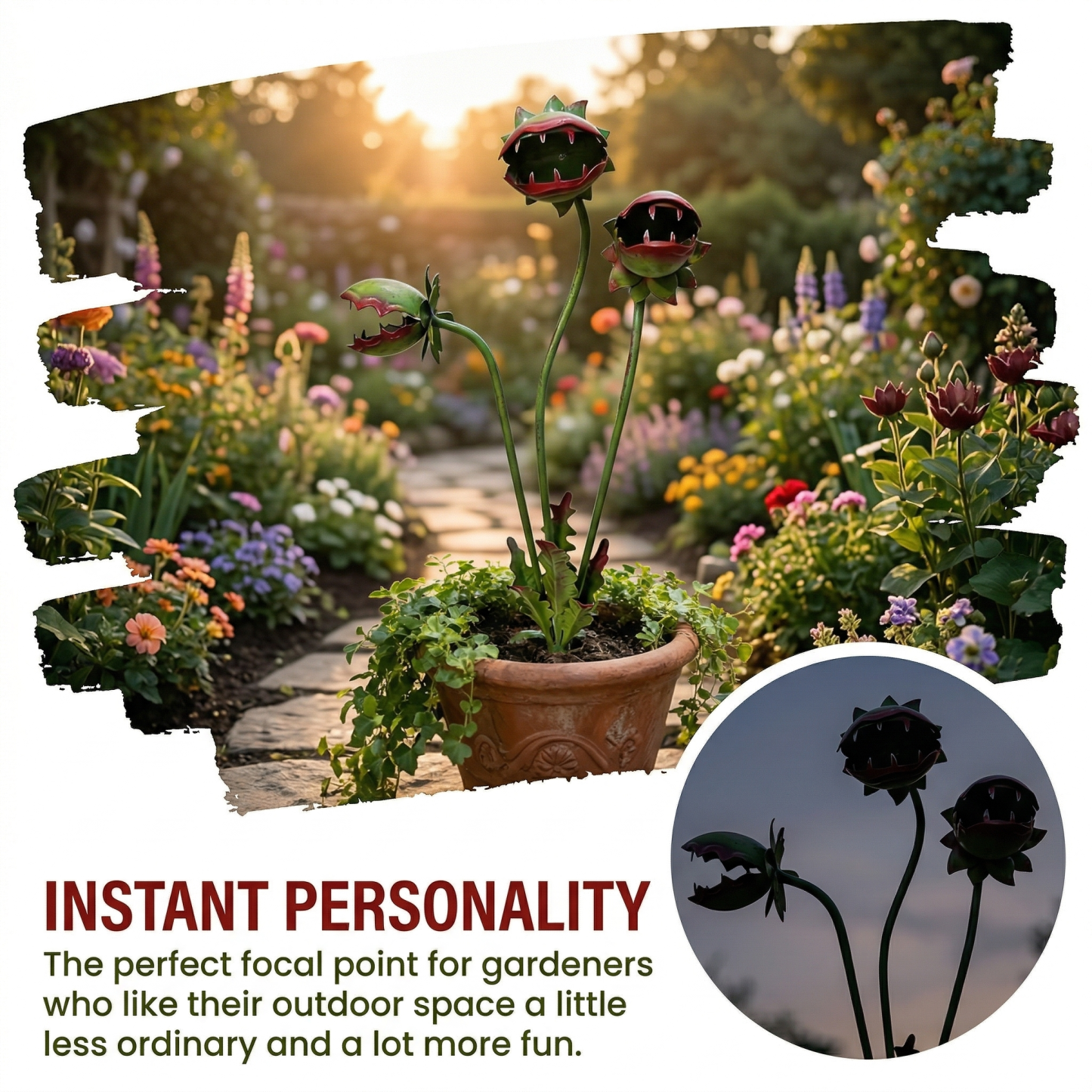 🌺Mother's Day 49% OFF💜 Whimsical Metal Carnivorous Plant Garden Stake
