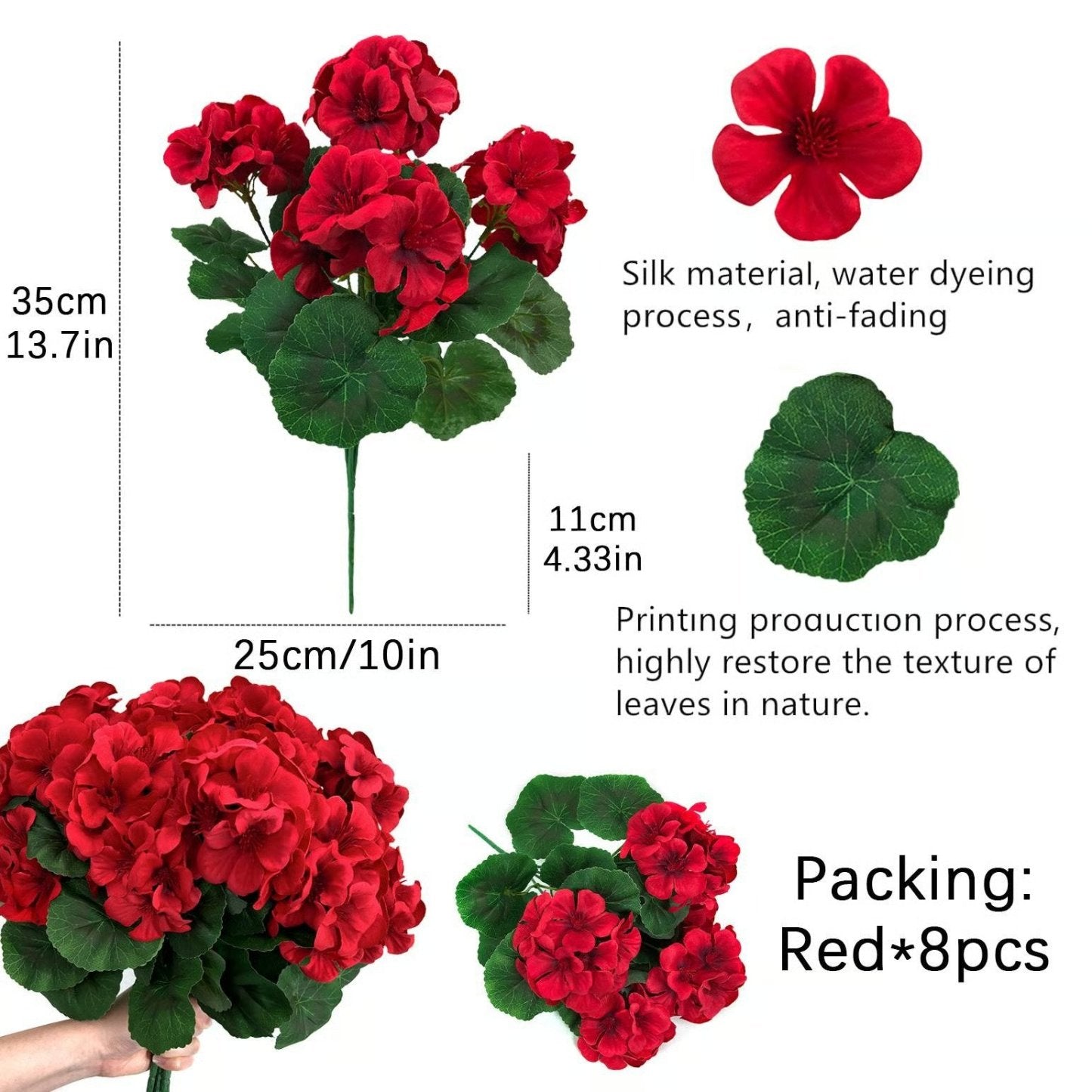 🌺Mother's Day 49% OFF 💐 Bundles Artificial Geranium Flowers For Outdoors Geranium Flowers Outdoor Artificial Flowers UV Resistant Garden Plants Faux Flowers For Home Kitchen Table Centerpieces Patio 🌸✨