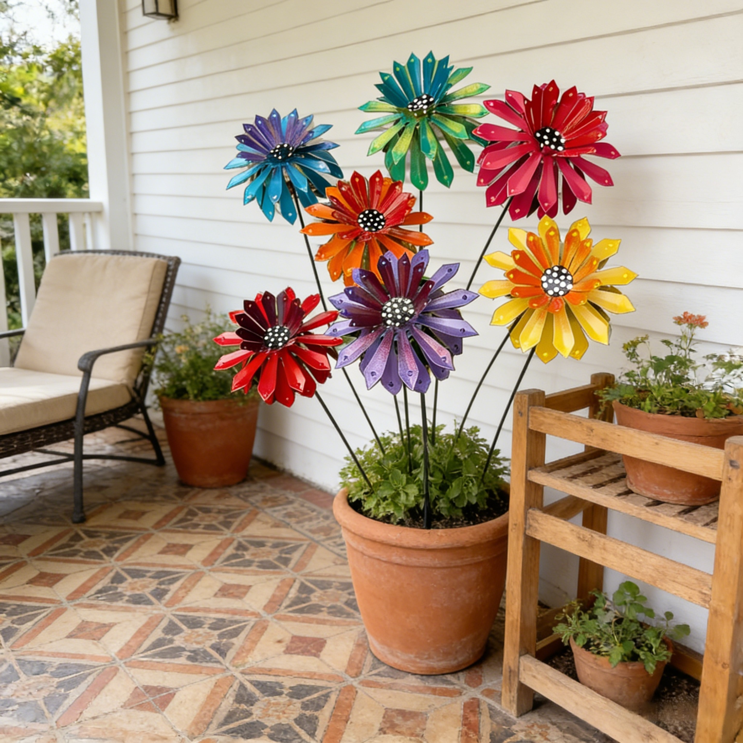 🌺Mother's Day 50% OFF💕✨ Handcrafted Metal Zinnia Flower Garden Stake