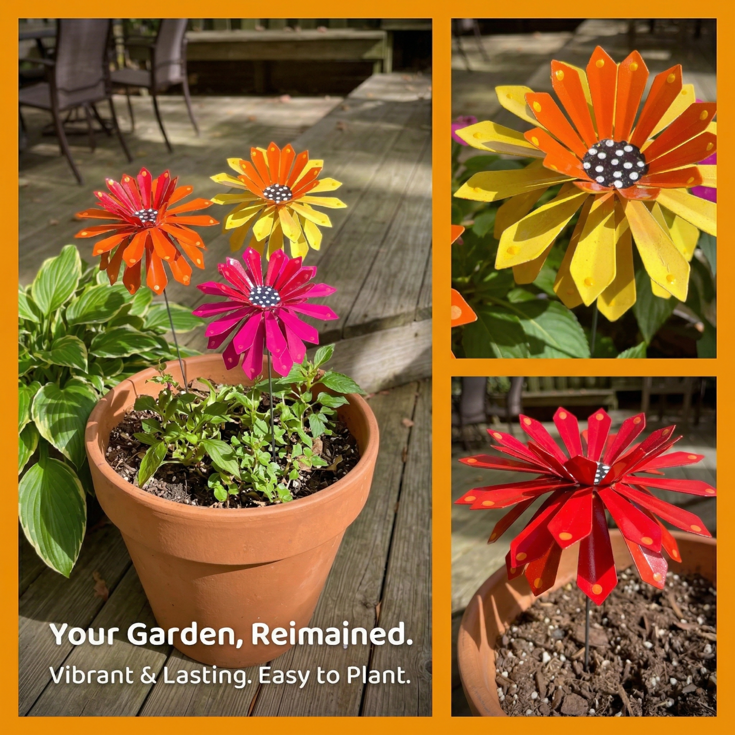🌺Mother's Day 50% OFF💕✨ Handcrafted Metal Zinnia Flower Garden Stake